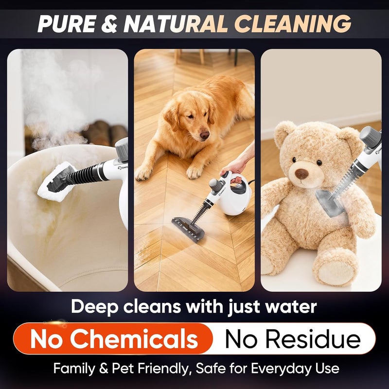 SakerPlus Steam Disinfection Cleaner, Handheld Pressurized Natural Steam Cleaner with 9 PCS Accessories, Portable Multi-Surface Steamer for Cleaning Home Kitchen Floor, Upholstery, Tile Grout & Car - Image 5